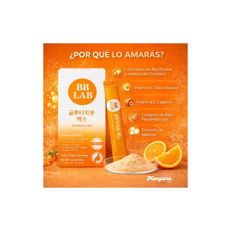 Glutatión BB LAB Glutathione Max en Polvo, con Colágeno Marino