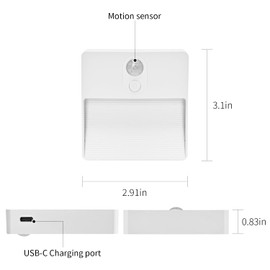 ASAWASA LED Motion Sensor Night Light, 7 Colors Rechargeable Magnetic Decor Wall Lights, Dimmable, Suitable for Bathroom hallways bedrooms Kitchen cabinets Staircase