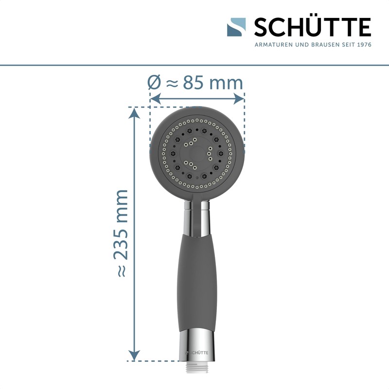 SCHÜTTE Vital Hand Shower with Non-Slip Handle, Shower Head with