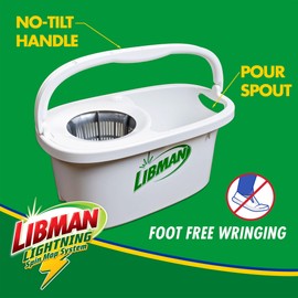 Libman Lightning Spin Mop System | Mop and Bucket with Wringer Set | Spin Mop | Mops for Floor Cleaning | Hardwood Floor Mop | 1 Total Mop Head Included