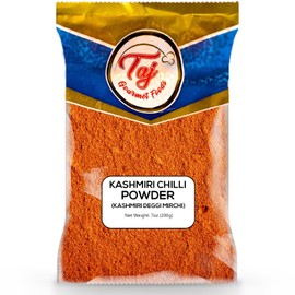TAJ Kashmiri Chili Powder 7oz Deggi Mirch Lal Mirch Chili Peppers, Spicy Red Chilies