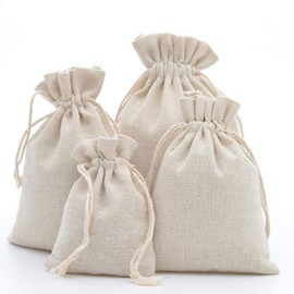 DAHI Cotton Bags, Pack of 25, Bags with Cotton Cord, Linen Bag, Jute Bag, Gift Bag (12 x 18 cm)