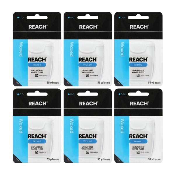 Reach REACH Waxed Dental Floss, Unflavored, Plaque Remover for Teeth,