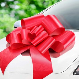 Jonami Car Bow, Large Gift Bow, Giant Bow, XXL 76 cm for Car, Red Car Bow, Large Giant Bow, 18th Birthday, Car, Red, Diameter 76 cm