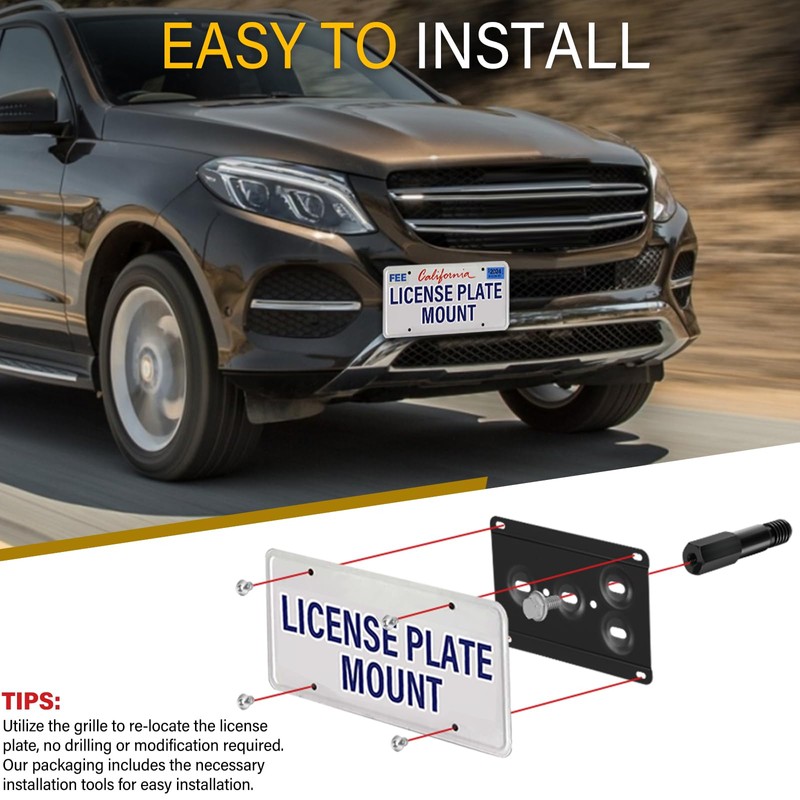 Anti-Theft License Plate Holder Compatible with Mercedes W205 C-Class X204