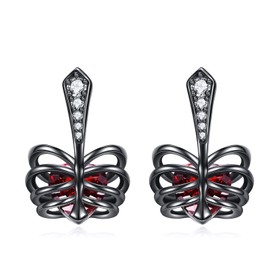 Ribcage Earrings 925 Sterling Silver Human Rib Bone Dangle Earrings Vintage Gothic Black Skull Silhouette Skeleton Dangle Earrings Jewellery Gifts for Women Girls, Silver, No Gemstone