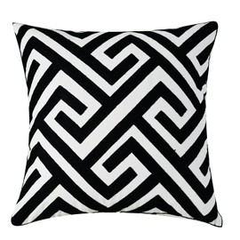 Black Maze Embroidered Cushion Covers, Colourful Decorative Floral Square Nordic Geometric Style Throw Pillow Covers for Farmhouse Living Room Bedroom Sofa Home Decor Art 45 x 45 cm