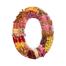 Alkiuyfv 15in Cardboard Number Shape Box Fillable Tray, Food Charcuterie Board, Cupcake Sweet Party Decor (Number 0)