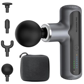 XXZU Mini Pistola de Masaje 4000mAh Massage Gun con 4 Cabezas 7 Velocidades, Pistola Masajeadora Muscular Portatil para Hombro Cuello Espalda y...    