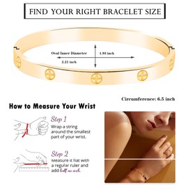 FOLOOTY 2-Pack Friendship Bracelets for Women - 18K Gold Plated Titanium Steel Cuff Love Bangle Set with Cubic Zirconia | Sister Jewelry Gift, Eco-Friendly Packaging, Durable Everyday Wear (gold, Small)