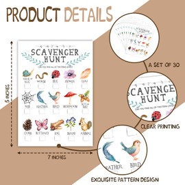 ltazhyi Nature Scavenger Hunt Cards Set of 30 Pcs, Nature Treasure Hunt Game for Family Friends, Outdoor Holiday Party Game Find and Seek Camping Activity -02