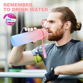 Gobravio Sports Water Bottle 1L Drinks Bottle BPA Free Water Bottle with Lock Cover & Leak Proof,for Gym, School,Cycling,Outdoor,Sports,Fitness& Office