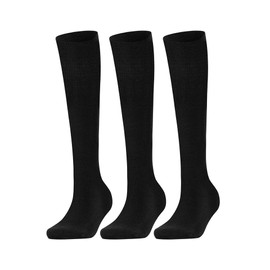 FASHION MY LOVE 3 Pairs Girls Knee High School Socks Cotton Socks, Back to School Socks Uniform Party Wear Comfort Fit Long Socks Stocking Girls Bow Knee High Kids School Sock