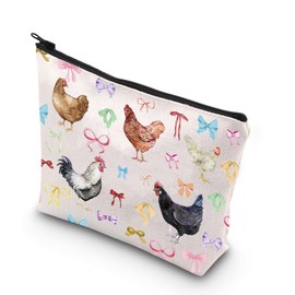 TSOTMO Chicken Gift Coquette Bows And Chicken Makeup Bag Chicken Lover Gift for Women Best Friends (Chicken Bows bag)