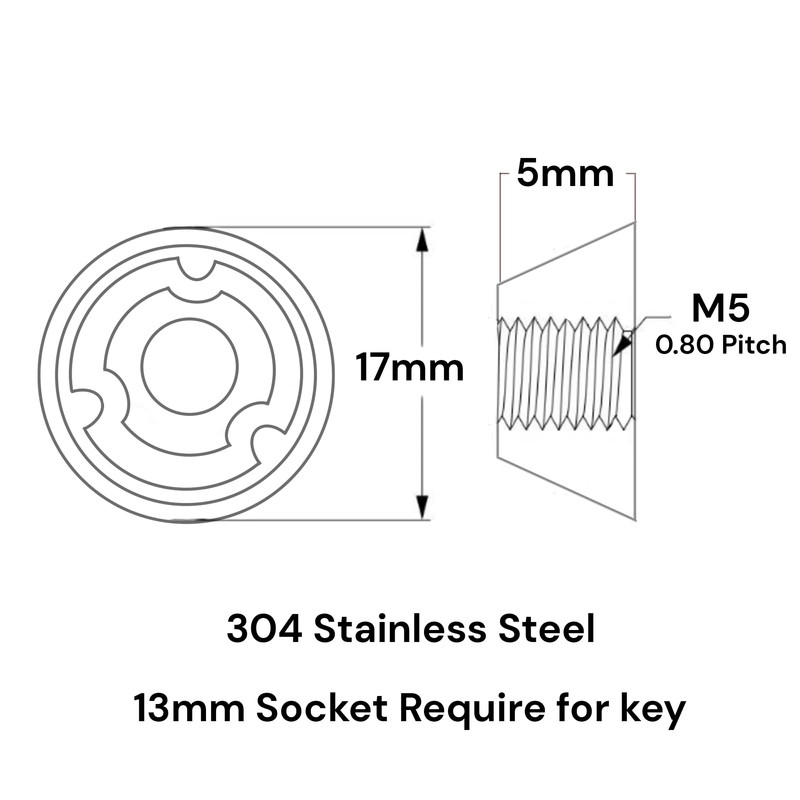 OG Secure | 3-Point Anti-Theft Tamperproof Security Nut Set (M8)