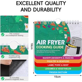 Air Fryer Cheat Sheet Magnets Cooking Guide Booklet, Air Fryer Magnetic Cheat Sheet Set Cooking Times Chart, Cookbooks Air Fryer Accessories Oven Cooking Pot Temp Guide Kitchen Conversion