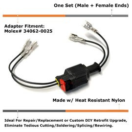 iJDMTOY 2-Way Splash Proof Male & Female Connector Seals w/ 5-Inch Pigtails, Compatible with Dodge Ford Automotive Use (Molex# 34062-0025-17032)