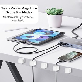 ATARAXIA HOME - Pack of 6 Magnetic Cable Ties for Table, Cable Ties with Magnets, Ideal for Organizing and Fixing Cables, Table, Desk, Office and Home, Magnetic Cable Ties