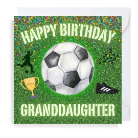 Second Ave Football Granddaughter Square Children's Kids Birthday Greeting Card for Girl