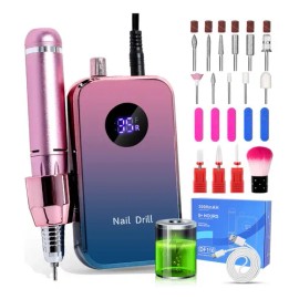 Eléctrico Portátil Recargable De 35000 Rpm Para Uñas De Mani Color Champagne
