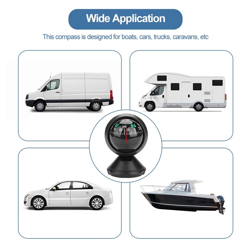 Car Compass, Ship Compass, Adjustable Electronic Compass for Boat Navigation,