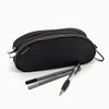Merangue Dual Zipper Two Compartment Oblong Pencil Pouch Case, Black