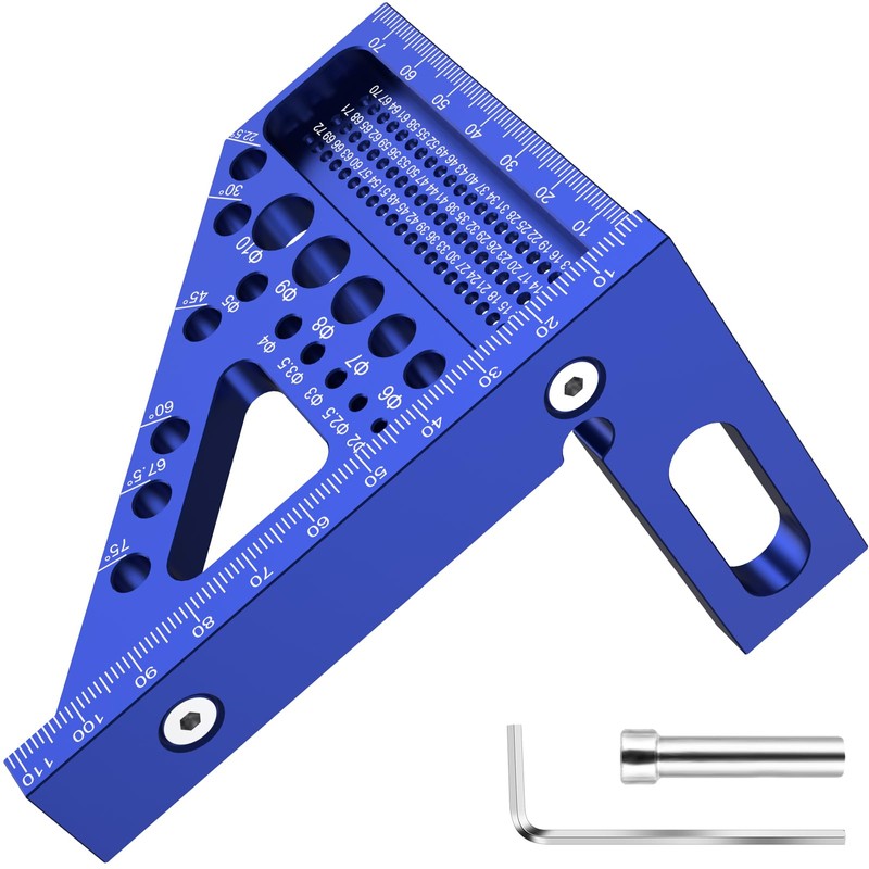 Metric 3D Multi-Angle Measuring Ruler, 22.5°-90° Degree Aluminum Alloy Woodworking