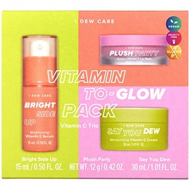 I Dew Care Skincare Set - Vitamin To Glow Pack  Illuminating Vitamin C Trio with Niacinamide, Travel Size, Cream, Lip Mask, Serum                     