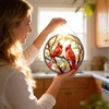 BDHRKTE Cardinal Bird Glass Window Hanger – Christmas Ornament for