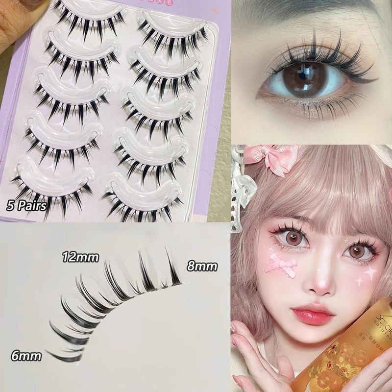 Natural False Eyelashes, 5 Pairs Popular Transparent Axis Soft Core