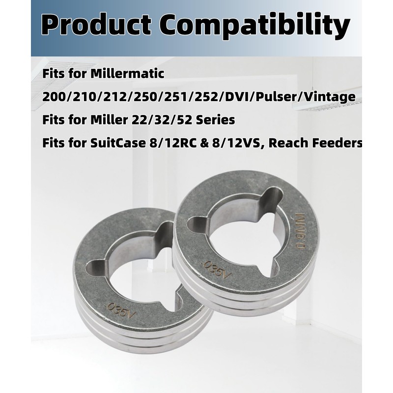 2 Pcs 053700 Drive Roll Fits for Miller Millermatic 200/210/212/250/251/252