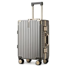 YYW Aluminium Frame PC-Polycarbonate Suitcase Carry On Suitcase, Lightweight Cabin Luggage, PC Hard Shell, Approved by Airlines, TSA Lock, Quiet Wheels (Champagne, 20 inch Cabin)