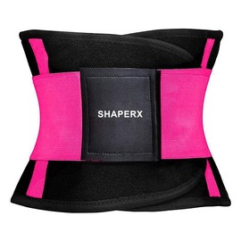 SHAPERX Women Waist Trainer Eraser Belt Tummy Control Waist Trimmer Slimming Belly Band Shaper, SZ8002-Rose-2XL