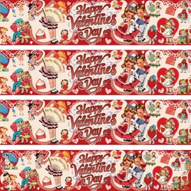 Valentines Day Bulletin Board Decorations - 68.9Ft Cute Kids Vintage Bulletin Board Cutouts for Valentine Day Classroom Decoration, All My Love Bulletin Board Border Decor for Holiday Party Supplies