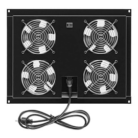 NavePoint 42U Cabinet Top Mount Fan Panel, Panel Includes, 4 Fans, Server Cooling System, 110 50/60Hz, 17.2 x 13 x 2 Inches, 6ft Input Cord Length, Noise Level 43db-A to 47db-A Max Steel with Powder