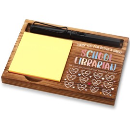 School Librarian Gift – Wooden Sticky Note Holder with Heartfelt Traits, Thoughtful Desk Organizer for Book Lovers, Colorful Office Decor for Library Staff – XXN62
