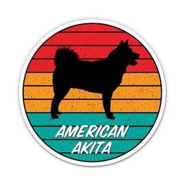 Squiddy American Akita Dog - Vinyl Sticker for Car, Laptop, Notebook (5" Wide)