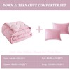ELNIDO QUEEN® Pink Queen Comforter Set with 2 Pillow Shams
