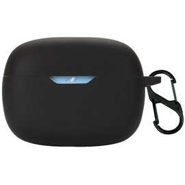 QWYJ Funda para JBL Vibe Beam/Wave Beam Case Carcasa Protectora de Silicona, para JBL Vibe Beam/Wave Beam Funda con Mosquetón Llavero Anti-perdida (Negro)