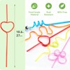 12PCS Silly Crazy Straws Reusable Pink Heart Shape Drinking Straws