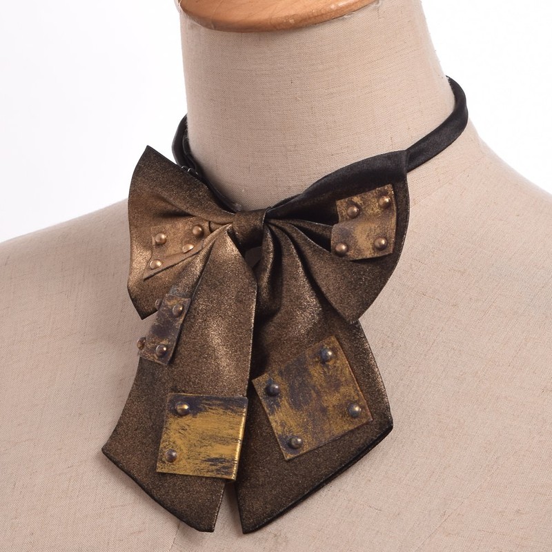 GRACEART Handmade Steampunk Bowtie (Gold)