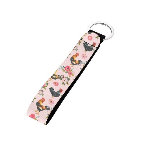 Babrukda Floral Chickens Pink Print Cell Phone Charms Wristlet Keychain