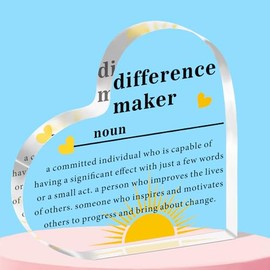 QMVMV Difference Maker Gifts for Teacher Mentor Coach Boss, Difference Maker Definition Clear Acrylic Desk Decorative Sign for Home Office