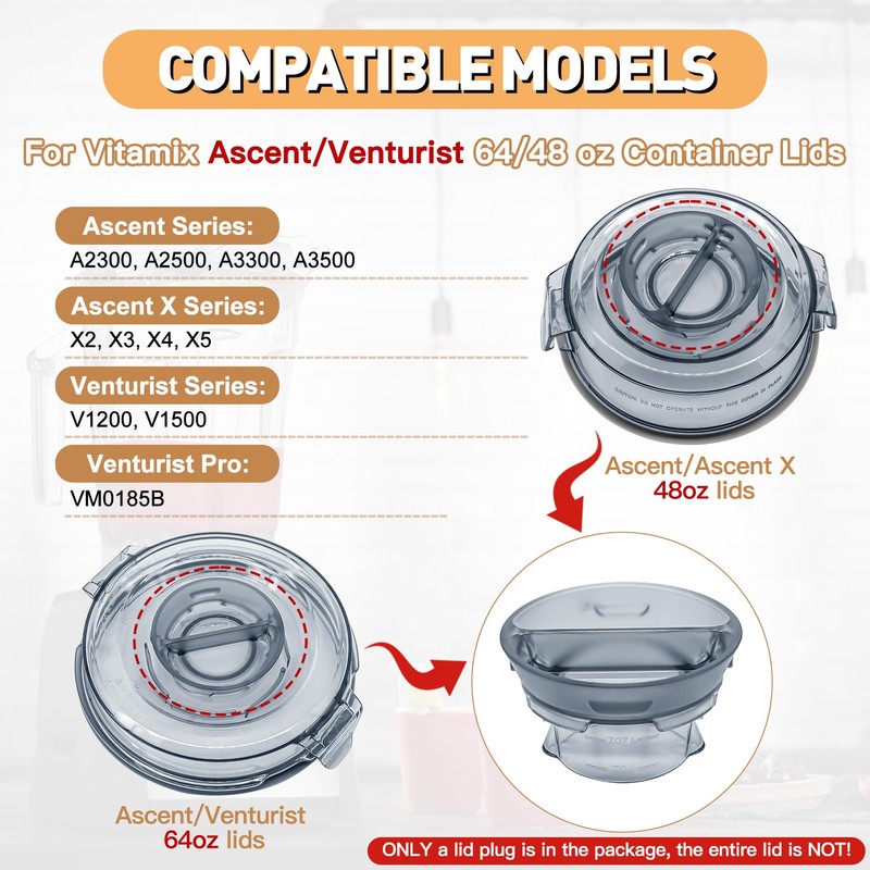 Wksaesi Lid Plug Replacement Compatible with Vitamix Ascent & Venturist