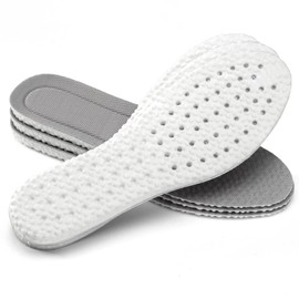 XINIFOOT - 3 pares de plantillas flexibles de repuesto para absorción de golpes, inserciones elásticas de poliuretano, alivian el dolor de pies, plantillas cómodas para hombres y mujeres, Gris, Men: