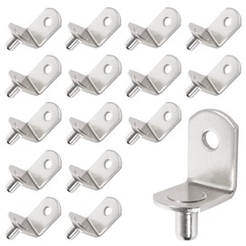 SDTWZW 5mm Shelf Pegs L-Shaped Cabinet Support Pins Bracket Style Clips for Bookcase Kitchen Closet Shelves Holders,16 PCS Nickel Plated Silver