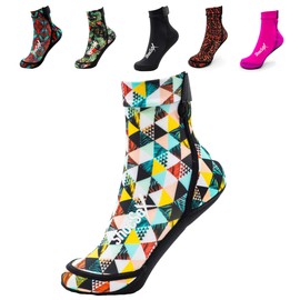 Beach Volleyball Socks - Sand Soccer Socks - Socks for all Sand Activities (Geometric Palms, Small)