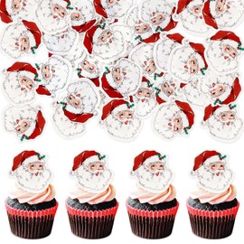 40 Pack Edible Merry Christmas Cupcake Toppers Edible Glutinous Rice Paper Christmas Santa Baby Birthday Cupcake Picks Women Men Birthday Party Anniversary Party Decorations Supplies (claus)
