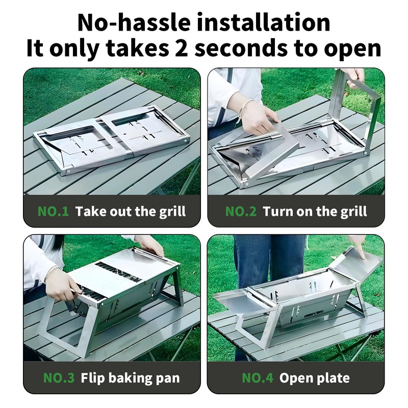 Small Barbecue Grill Outdoor Stainless Steel Grill Charcoal BBQ Grill