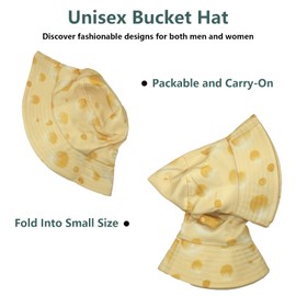 Cheese Bucket Hat Packable Sun Hats Fisherman Outdoor Summer Beach Caps for Men Women